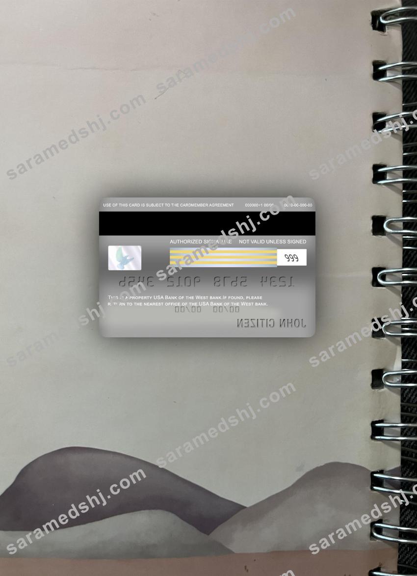 USA Bank of the West bank visa platinum card photolook back